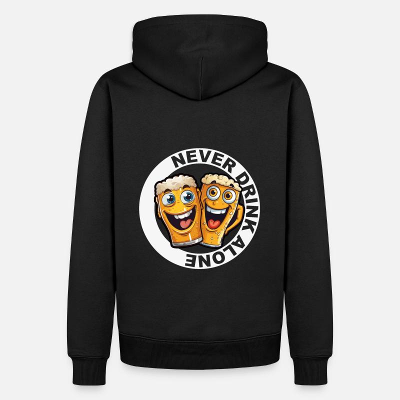 Never Drink Alone Beer - Männer Premium Bio Hoodie - Schwarz
