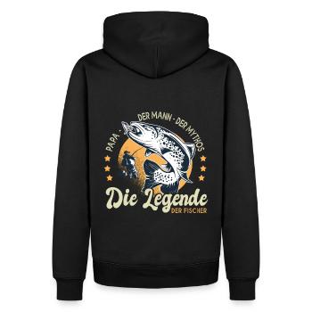 papa, der Mann, der Mythos, die Legende, der Fisch - Männer Premium Bio Hoodie - Schwarz - Hinten - Nico (187cm)