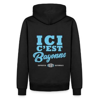 Rugby Supporter Rugby Bayonne Bayonnais - Sweat à capuche Premium bio Homme - noir - Dos - Nico (187cm)