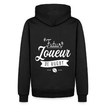 bébé rugby futur joueur de rugby - Sweat à capuche Premium bio Homme - noir - Dos - Nico (187cm)