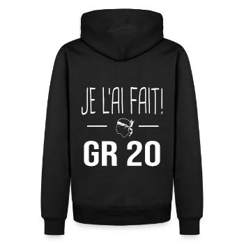je l'ai fait GR20 Cadeau randonnée GR 20 Corse - Sweat à capuche Premium bio Homme - noir - Dos - Nico (187cm)