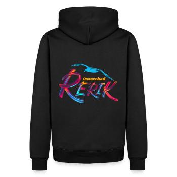 Rerik Ostseebad Möwe - Männer Premium Bio Hoodie - Schwarz - Hinten - Nico (187cm)