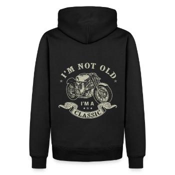 nicht alt Ich bin klassisches T-Shirt Motorrad - Männer Premium Bio Hoodie - Schwarz - Hinten - Nico (187cm)