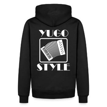 style yugo blanc - Sweat à capuche Premium bio Homme - noir - Dos - Nico (187cm)