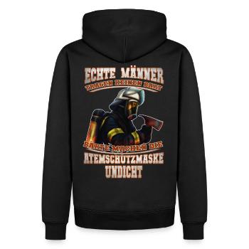 Feuerwehr - Bart - Männer Premium Bio Hoodie - Schwarz - Hinten - Nico (187cm)