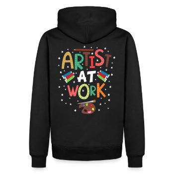 Artiste au travail - chemise d'artiste d'art - Sweat à capuche Premium bio Homme - noir - Dos - Nico (187cm)