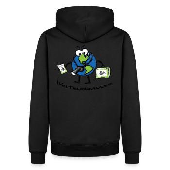 Globe-trotter - Sweat à capuche Premium bio Homme - noir - Dos - Nico (187cm)