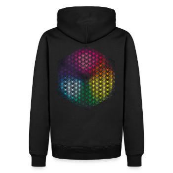 Fleur de vie (cube arc-en-ciel) - Sweat à capuche Premium bio Homme - noir - Dos - Nico (187cm)