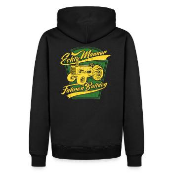 Echte Männer fahren Bulldog - Männer Premium Bio Hoodie - Schwarz - Hinten - Nico (187cm)
