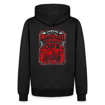 Motorrad Opa T-Shirt - Männer Premium Bio Hoodie - Schwarz - Hinten - Nico (187cm)