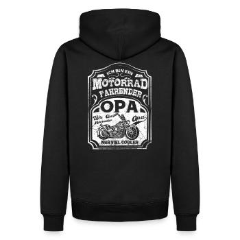 Motorrad Opa T-Shirt - Männer Premium Bio Hoodie - Schwarz - Hinten - Nico (187cm)