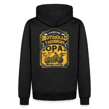 Motorrad Opa T-Shirt - Männer Premium Bio Hoodie - Schwarz - Hinten - Nico (187cm)
