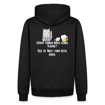 Warum trinken Mäuse keinen Alkohol? Kater - Männer Premium Bio Hoodie - Schwarz - Hinten - Nico (187cm)