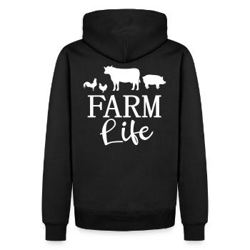 Ferme vie fermier fermier vache poulet cochon - Sweat à capuche Premium bio Homme - noir - Dos - Nico (187cm)