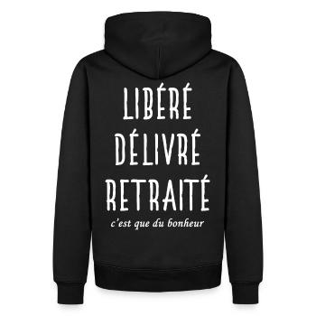 Libéré délivré retraité t-shirt humour retraite - Sweat à capuche Premium bio Homme - noir - Dos - Nico (187cm)