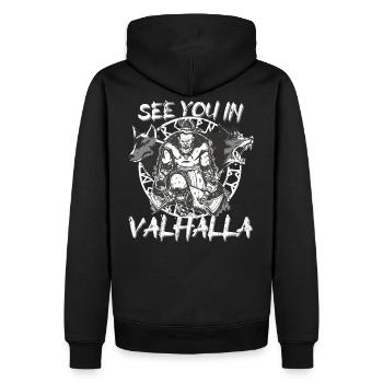 Wikinger Odin Valhalla Sohn Lieder Wolf - Männer Premium Bio Hoodie - Schwarz - Hinten - Nico (187cm)