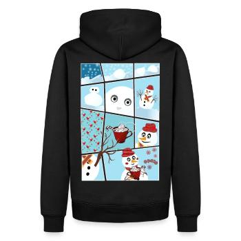 Noël et histoire du bonhomme de neige hereux - Sweat à capuche Premium bio Homme - noir - Dos - Nico (187cm)