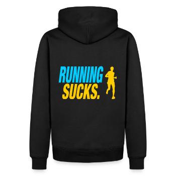 Running Sucks - Männer Premium Bio Hoodie - Schwarz - Hinten - Nico (187cm)