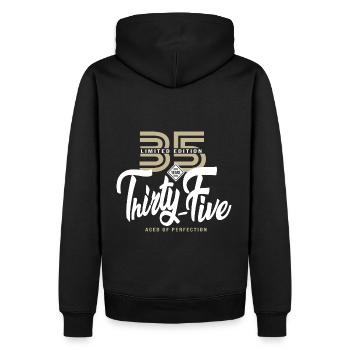 35 Jahre fünfunddreißig Geburtstagsgeschenk 35 Jahre - Männer Premium Bio Hoodie - Schwarz - Hinten - Nico (187cm)