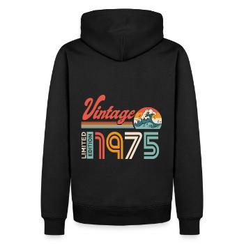 1975 Geburtstagsgeschenk Geboren 1975 - Männer Premium Bio Hoodie - Schwarz - Hinten - Nico (187cm)
