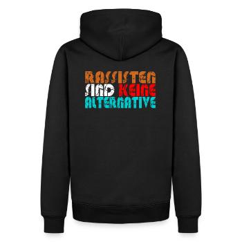 Anti AFD alternative against Nazis right - Men’s Premium Organic Hoodie - black - Back - Nico (187cm)