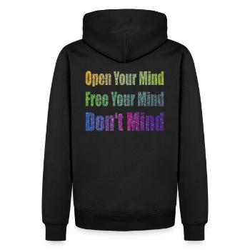 Don't Mind - Männer Premium Bio Hoodie - Schwarz - Hinten - Nico (187cm)