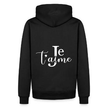 Je taime - Blanc - Sweat à capuche Premium bio Homme - noir - Dos - Nico (187cm)