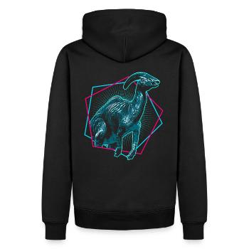 Parasaurolophus - Männer Premium Bio Hoodie - Schwarz - Hinten - Nico (187cm)