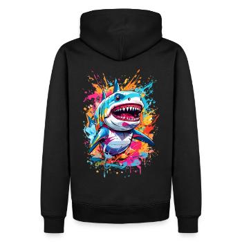Requin - Sweat à capuche Premium bio Homme - noir - Dos - Nico (187cm)