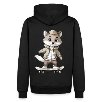 Little Fox Skateboarder Skateboard - Men’s Premium Organic Hoodie - black - Back - Nico (187cm)