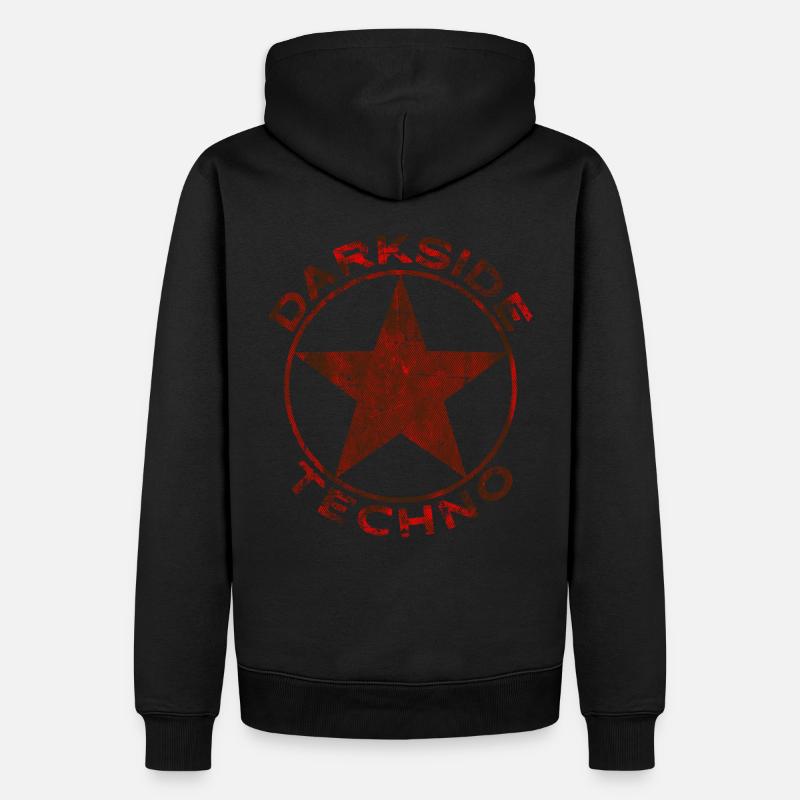 Darkside Techno abgewetzt Roter Stern - Männer Premium Bio Hoodie - Schwarz