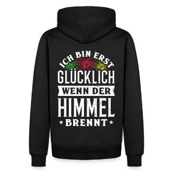 Ich bin erst glücklich, wenn der Himmel brennt - Männer Premium Bio Hoodie - Schwarz - Hinten - Nico (187cm)