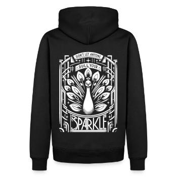 Art-Déco Meisterwerk: Weißer Pfau - Männer Premium Bio Hoodie - Schwarz - Hinten - Nico (187cm)