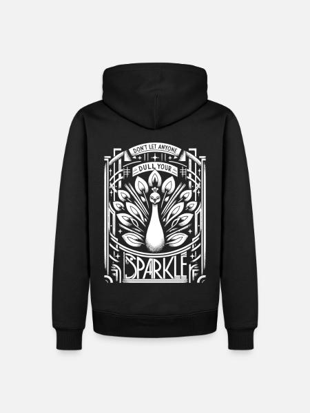 Chef-d’œuvre Art déco : Paon blanc - Sweat à capuche Premium bio Homme - noir