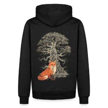 Forêt Arbre Renard Renards Conte de fées Conte de fées Personnage Enfant - Sweat à capuche Premium bio Homme - noir - Dos - Nico (187cm)