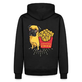 Pommes Frites Fritten Mops Boxer - Sweat à capuche Premium bio Homme - noir - Dos - Nico (187cm)