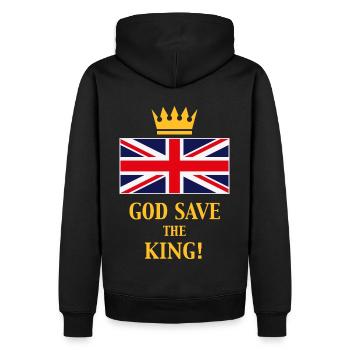 Dieu protège le roi ! (Angleterre / Grande-Bretagne / 4C) - Sweat à capuche Premium bio Homme - noir - Dos - Nico (187cm)