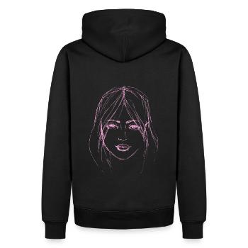Visage de femme illustration rose - Sweat à capuche Premium bio Homme - noir - Dos - Nico (187cm)