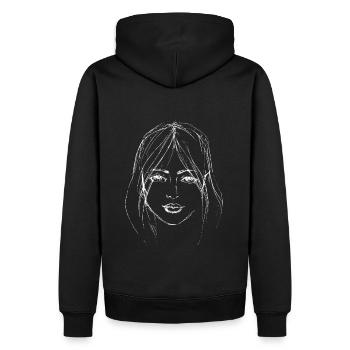 Illustration de visage de femme blanc - Sweat à capuche Premium bio Homme - noir - Dos - Nico (187cm)