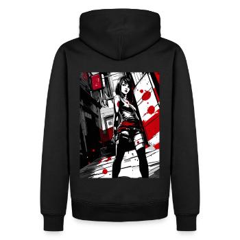 Anime Art | Japanese Ninja Girl - Männer Premium Bio Hoodie - Schwarz - Hinten - Nico (187cm)