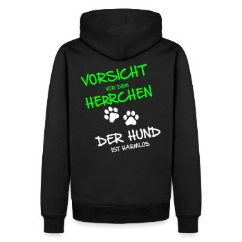 Vorsicht Herrchen - Männer Premium Bio Hoodie - Schwarz - Hinten - Nico (187cm)