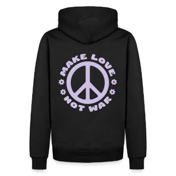 MAKE LOVE NOT WAR - Men’s Premium Organic Hoodie - black - Back - Nico (187cm)
