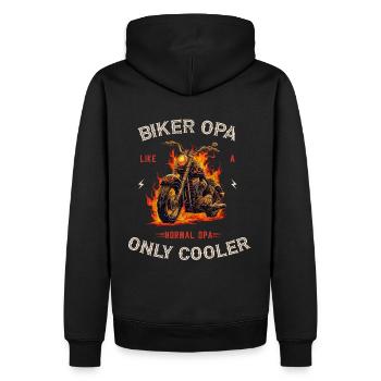 Motorradfahrer Biker Opa - Männer Premium Bio Hoodie - Schwarz - Hinten - Nico (187cm)