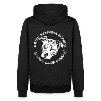 290 Staffies liebhaben - Männer Premium Bio Hoodie - Schwarz - Hinten - Nico (187cm)