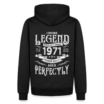 1971 anniversaire vintage né en 1971 - Sweat à capuche Premium bio Homme - noir - Dos - Nico (187cm)