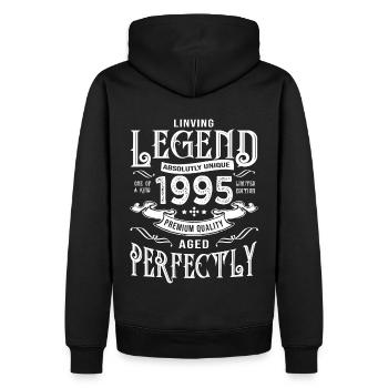 1995 anniversaire vintage né en 1995 - Sweat à capuche Premium bio Homme - noir - Dos - Nico (187cm)