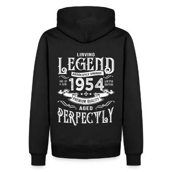 1954 Jahrgang Geburtstag Jahrgang 1954 - Männer Premium Bio Hoodie - Schwarz - Hinten - Nico (187cm)