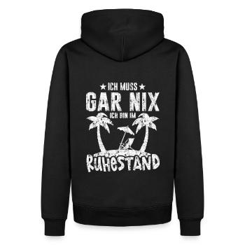 Ich muss gar nix Ruhestand Rente Beruf Humor Palme - Männer Premium Bio Hoodie - Schwarz - Hinten - Nico (187cm)