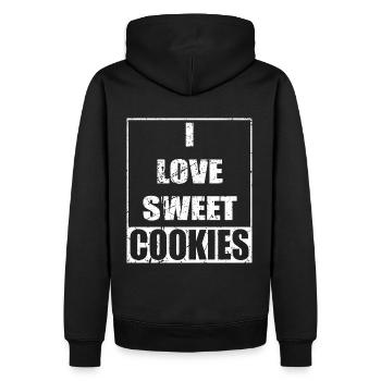 Backen, Plätzchen Spruch, Ich liebe süße Kekse - Männer Premium Bio Hoodie - Schwarz - Hinten - Nico (187cm)