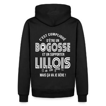 Cadeau bogosse supporter club foot lille - Sweat à capuche Premium bio Homme - noir - Dos - Nico (187cm)